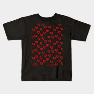 red Hearts Pattern Kids T-Shirt